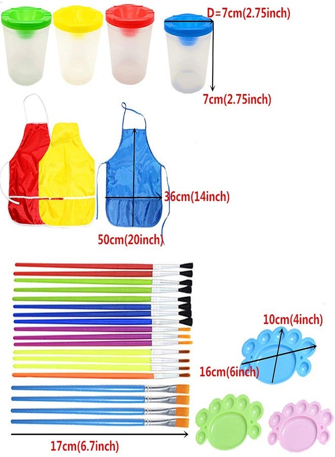 Fycooler مجموعة فرش طلاء للأطفال من Fycooler، تتضمن أكواب طلاء مانعة للانسكاب بأغطية ملونة ومريلة رسم، 100 قطعة. فرش طلاء للأطفال الصغار، ألوان مائية مناسبة لمرحلة ما قبل المدرسة، طلاء قابل للغسل، طلاء أكريليك. - Image 3